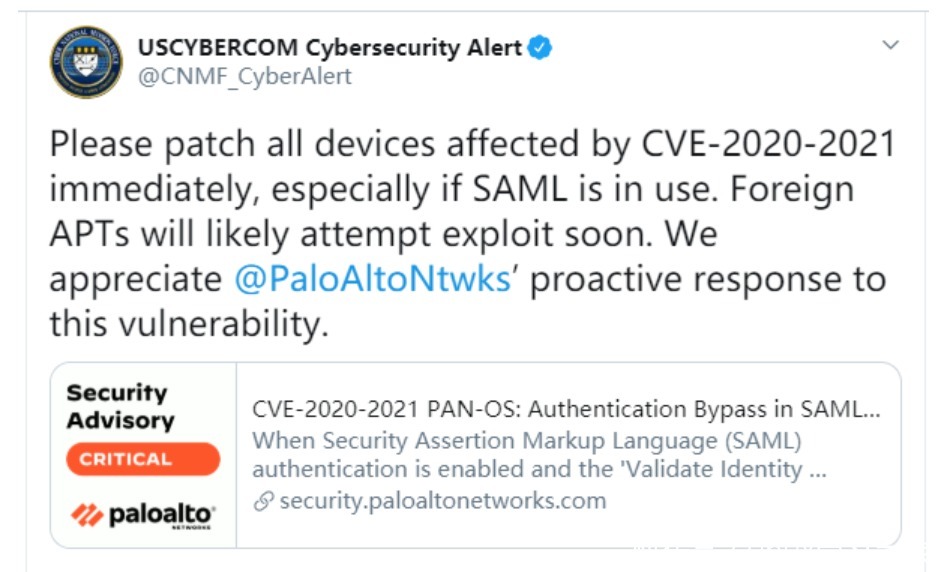 操作系统|需立即修复!PAN OS操作系统曝“10分”罕见漏洞