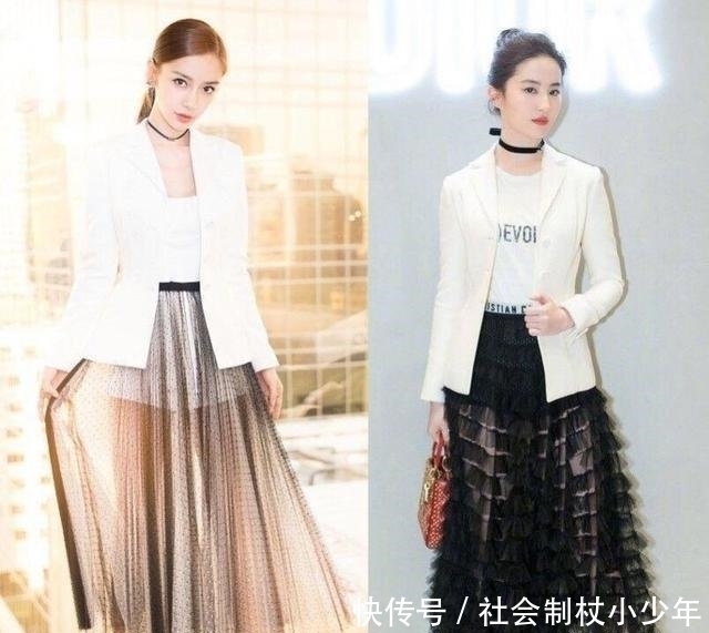  到底|杠上了？刘亦菲和杨颖6次撞衫，120斤和90斤到底谁赢了？