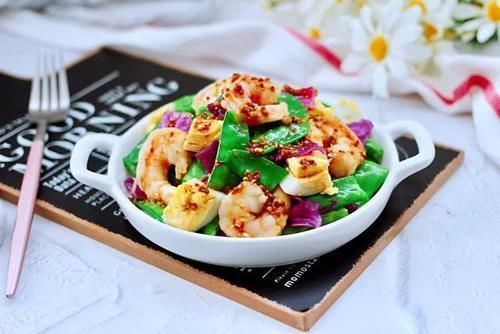  干净|天气渐热来道凉拌菜，芥末酱拌荷兰豆虾仁，营养超丰富