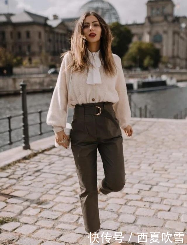 分烟管裤|九分裤+平底鞋,才是早秋最潮搭配
